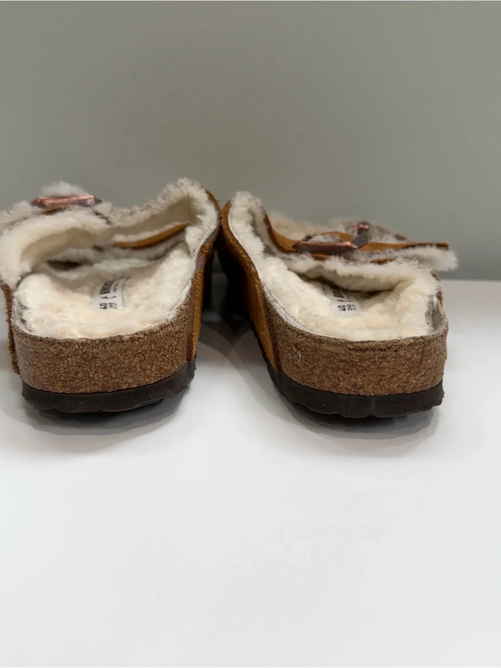 Birkenstock Arizona Shearling Fur Lined Suede EU 40 Chestnut Slip On Sandals